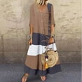 thumbnail image 3 of EQWLJWE Robes d'Été pour Femmes 2023 Mode Féminine Décontractée Manches Courtes Col en V Bouton Imprimé Maxi Robe Longue Ample, 3 of 5