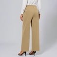 thumbnail image 7 of Women's High Waisted Wide Leg Pants Casual Elastic Back Pants With Buttons And Pleated Front Placket,Soft Stretchy Fabric For All Day Wear,Flowy Silhouette For Work Or | TruHer,Beige 2XL, 7 of 7