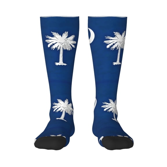 Knee High Socks for Women South Carolina Flag Pattern Long Tube Sock Uniform Socks