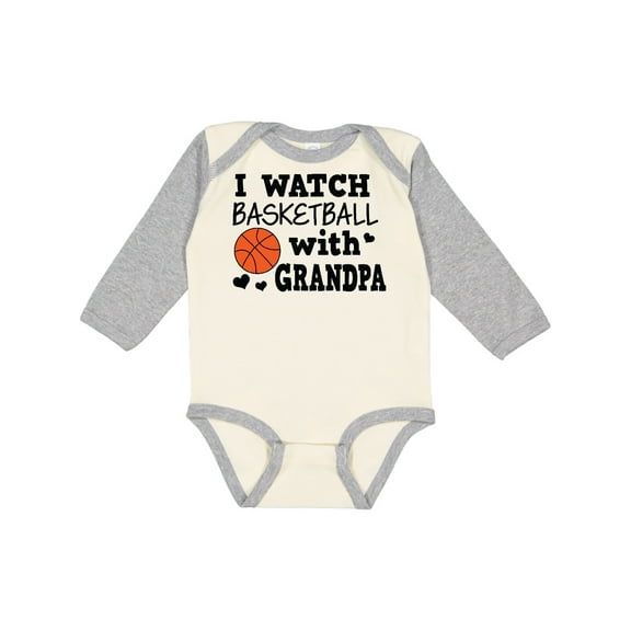 Inktastic I Watch Basketball with Grandpa Boys Long Sleeve Baby Bodysuit