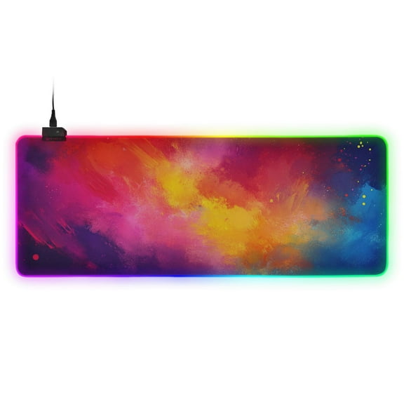 Colorful Abstract Background RGB Gaming Mouse Pad Large Keyboard Mat Rubber Base 13 Light Modes