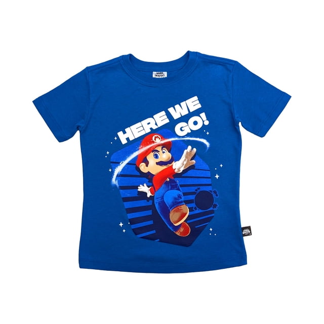Playera Sega para Niño Manga Corta Estampado Mario Bros Azul Talla 10