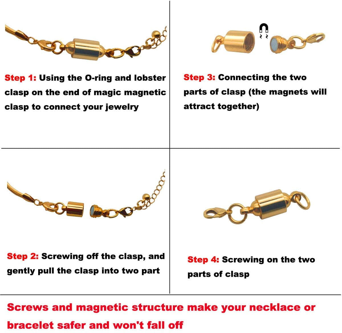 TEHAUX 50pcs Necklace Clasp Bracelet Clasp DIY Screw Clasps Jewelry Clasps  and Closures Screw Type Clasp Screw Type Connector Bracelet for Charms