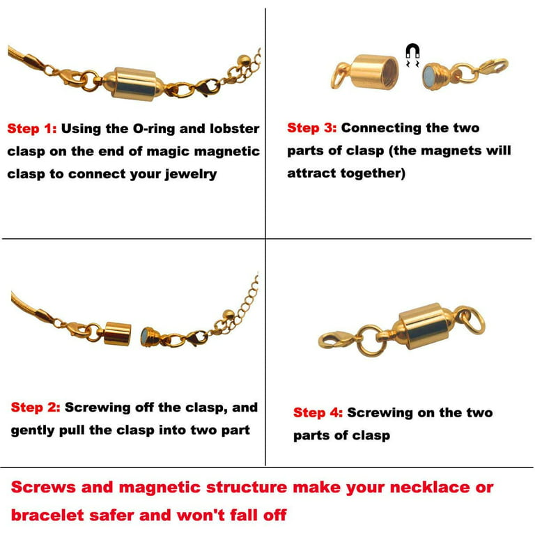  30Pcs Magnetic Jewelry Clasps for Necklaces Magnetic Jewelry  Clasps Gold and Silver Necklace Magnetic Clasp DIY Necklace Bracelet  Connectors for Necklaces Extender Chain Jewelry Making