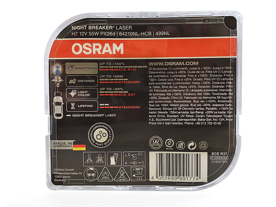 Kit Lamparas H7 12v 55w Osram Night Breaker Laser 130%+luz