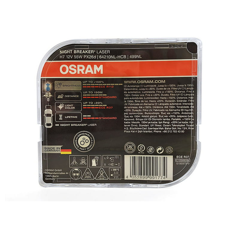 Osram H7 PX26D NBL Night Break Laser Car Headlight Bulb (Natural