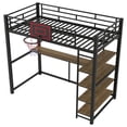thumbnail image 2 of Euroco Metal Twin Size Loft Bed with Desk and Shelves, Basketball Hoop, 2 of 12