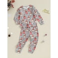 thumbnail image 3 of FEORJGP Kids Toddler Girls Christmas Outfit Christmas Gingerbread Man/Elk Print Pullover Long Sleeve Sweatshirt Tops and Long Sweatpants Elastic Pants Set 2 Piece Fall Fashion Loose Clothes Set, 3 of 9