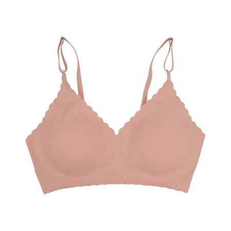 HYSYSB Bralettes for Women balconette Bras for Women strappy Sports Bra seamless Bras for Women sports Bra with Ruffles for Breathability Fitness Rings Bra bras for Women No Underwire Rose Gold XL