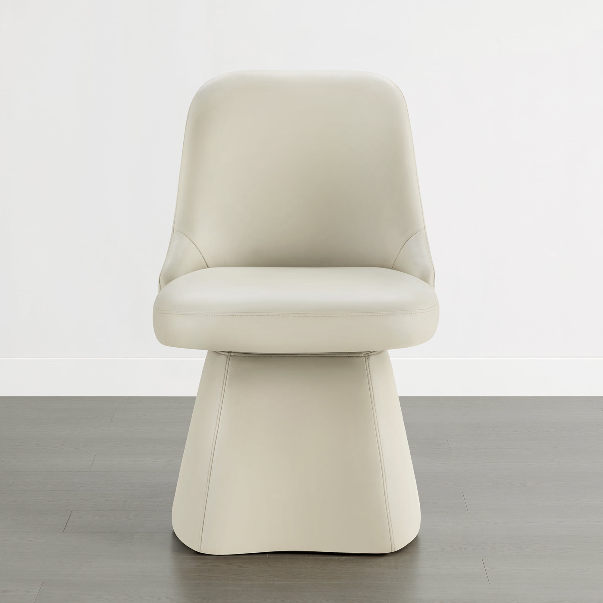 Spruce & Spring Modern Upholstered Swivel Dining Chair with High Back and Conical Base, Single, Cream Faux Leather