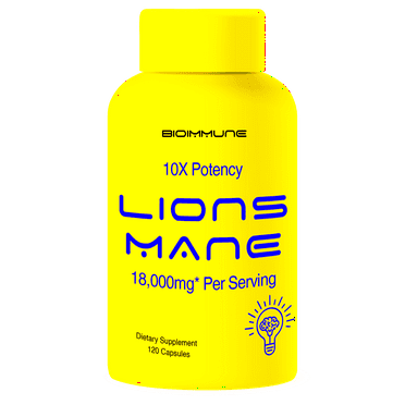 BioImmune Organic Lions Mane Supplement 120 Capsules w/Patent Litropane™ Nootropic Brain Support Mushroom