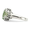 thumbnail image 4 of White Sterling Silver Ring Band Gemstone Prasiolite Oval Green Cushion, 4 of 6