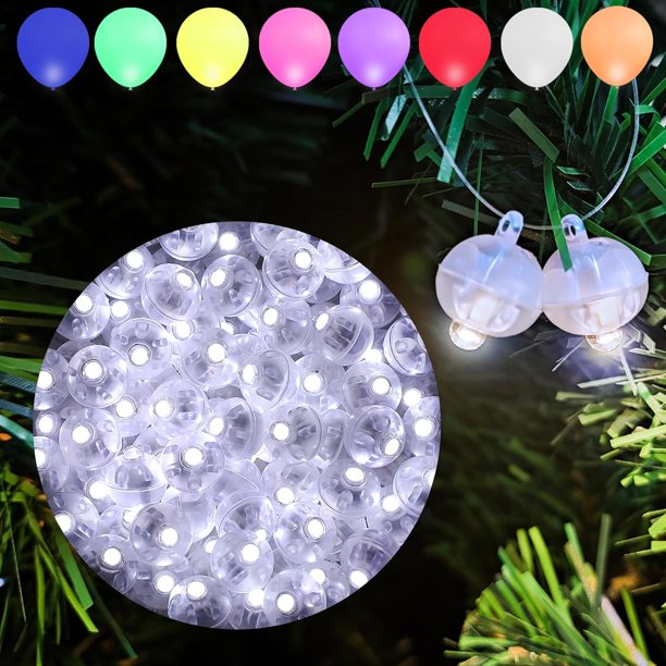 Aogist 100 luces de globo blancas, mini luz impermeable de largo tiempo de espera, funciona con pilas, lámpara de bola LED redonda para globo de látex, farol de papel, fiesta, boda, festival, Navidad,