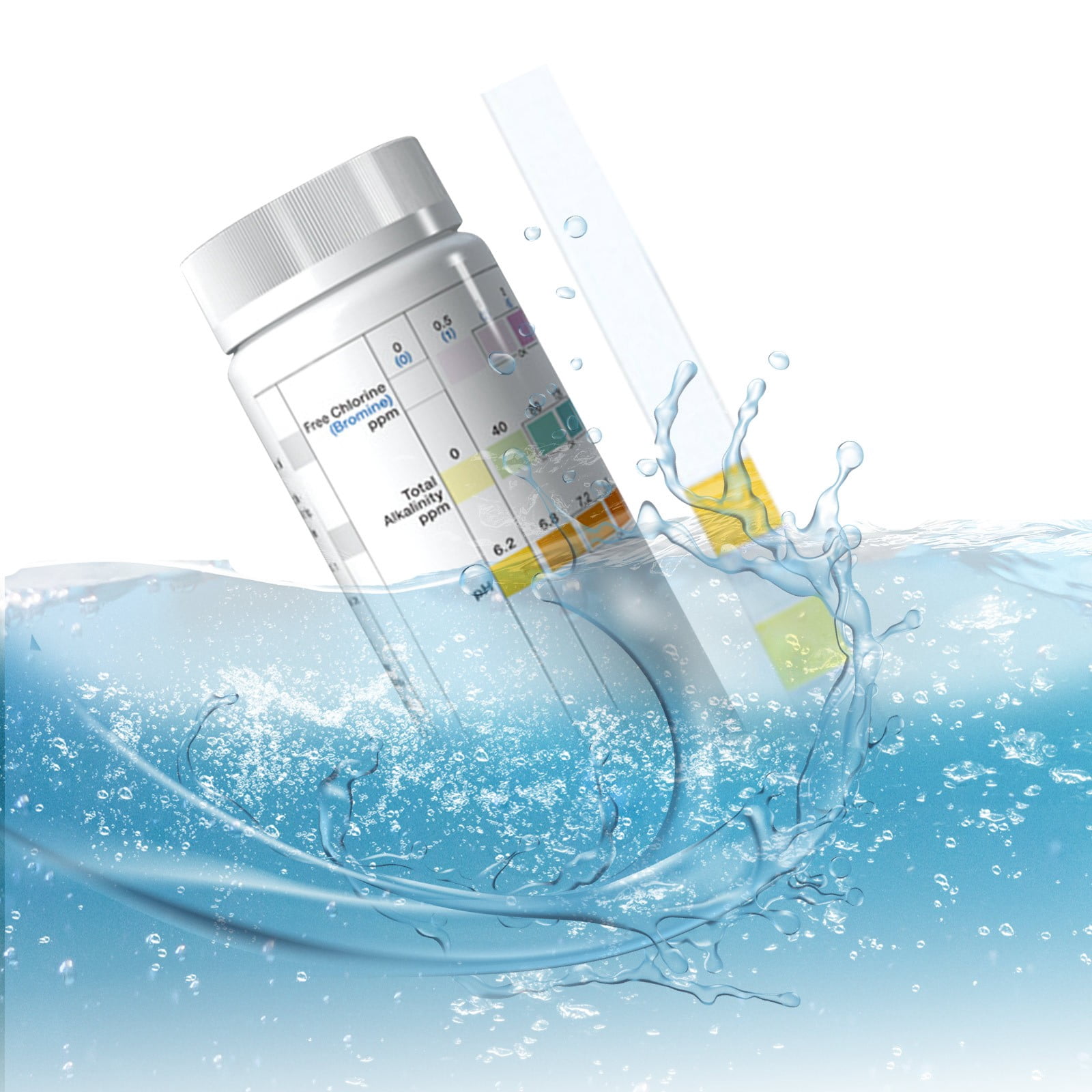 KOKOI 4 in 1 Pool Test Strips, 100 Pool Spa and Hot Tub Test Strips, Quick and Accurate Strips, Pool Water Testing Kit for free, alkalinity, bromine and pH.