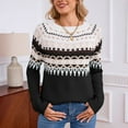 thumbnail image 4 of vigerkar Fair Isle Sweater Women Oversized Knit Vintage Crochet Cozy Long Sleeve Pullover Sweaters Fall Winter Outfits (Black, S), 4 of 9