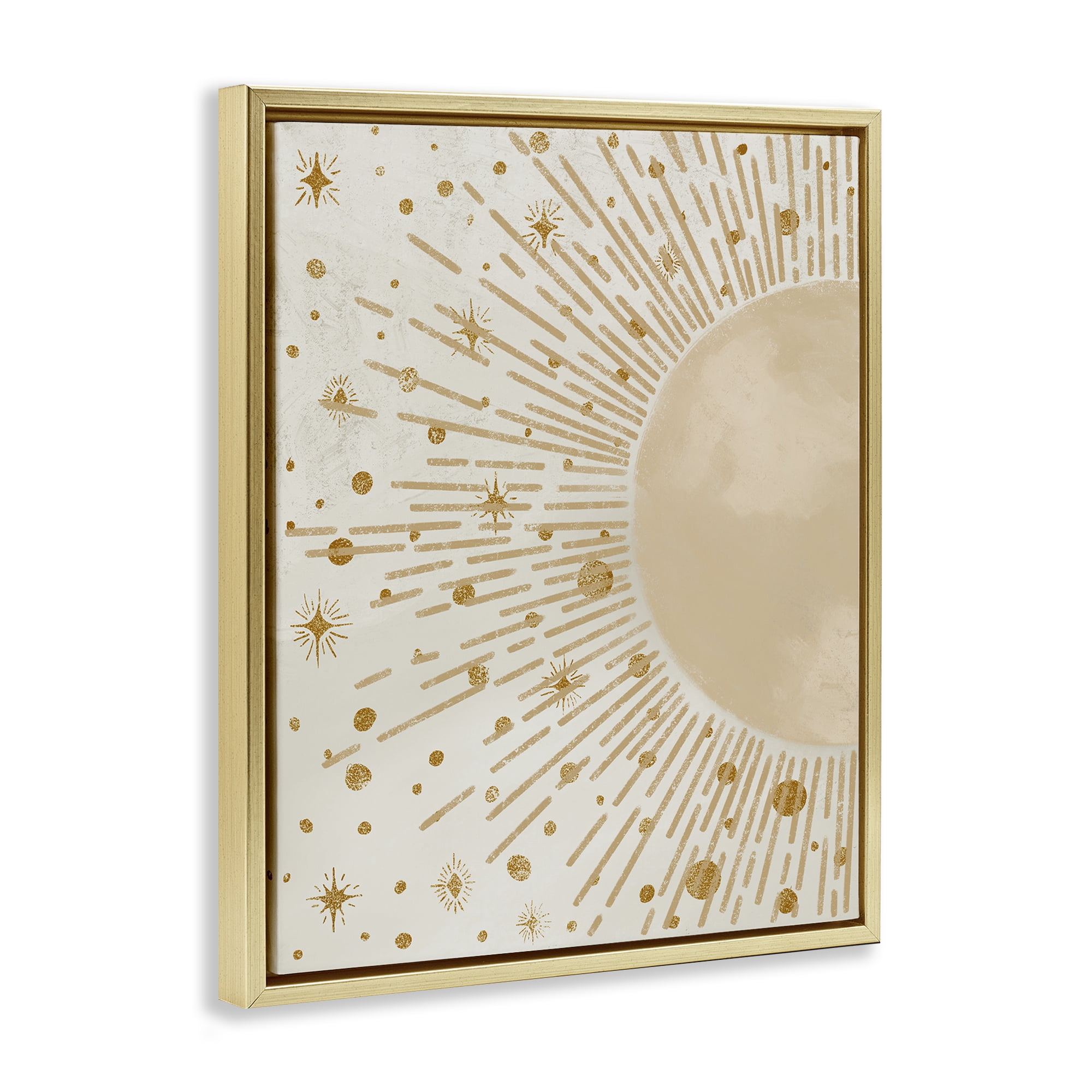 Stupell Industries Starry Sun Rays Landscape Painting Gold Floater Framed Art Print Wall Art, 25 x 31