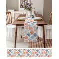 thumbnail image 4 of Table Runner 72 Inches Long for Kitchen Dining, Multicolored Coral Dresser Scarf Farmhouse, Dining Table Decorations for Wedding/Parties, Coastal Ocean Orange Blue Green Ombre 13 x 72 In, 4 of 9