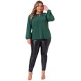 thumbnail image 3 of DARING DIVA Women's Plus Glitter Keyhole V Neck Blouses 1X Green, 3 of 6