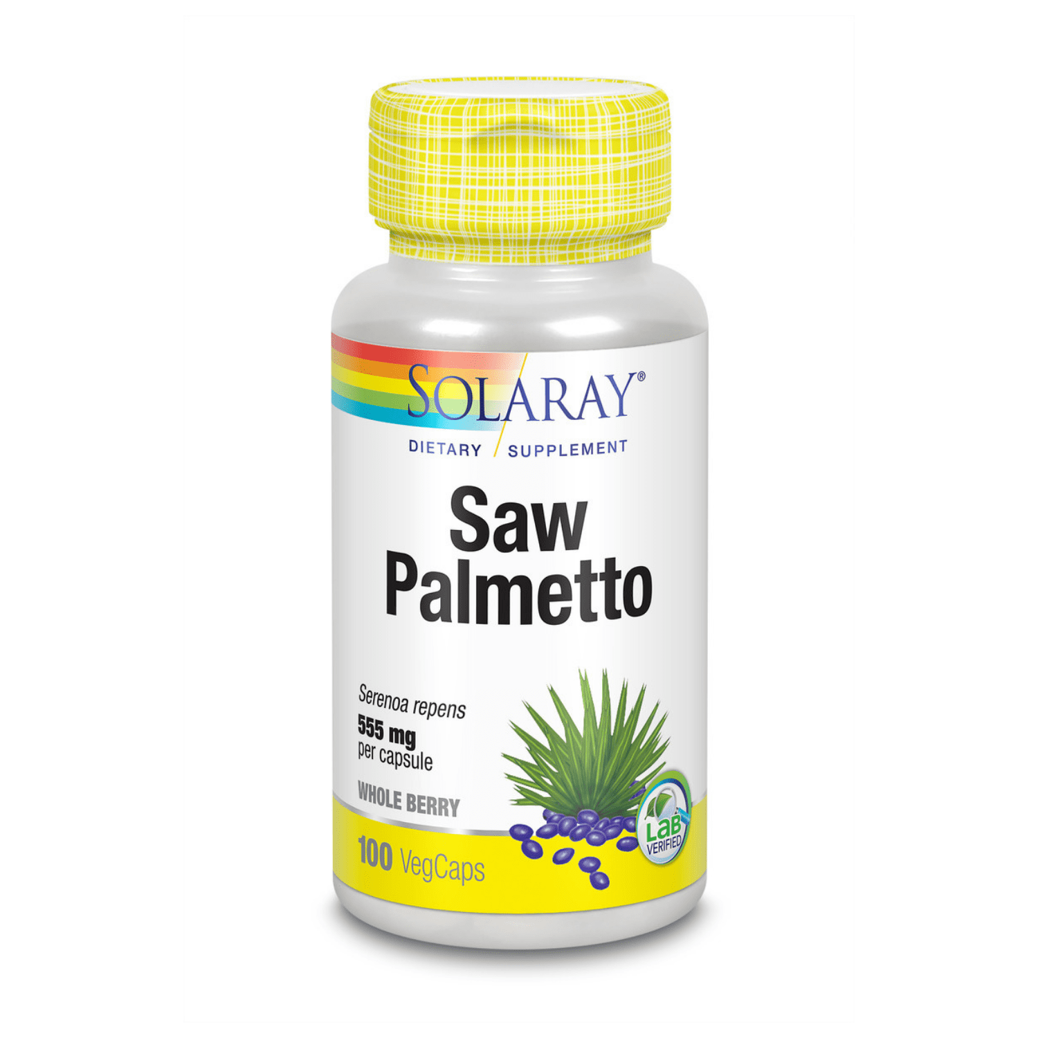 Solaray Organically Grown Saw Palmetto 555 mg 100 Vegetarian Capsules