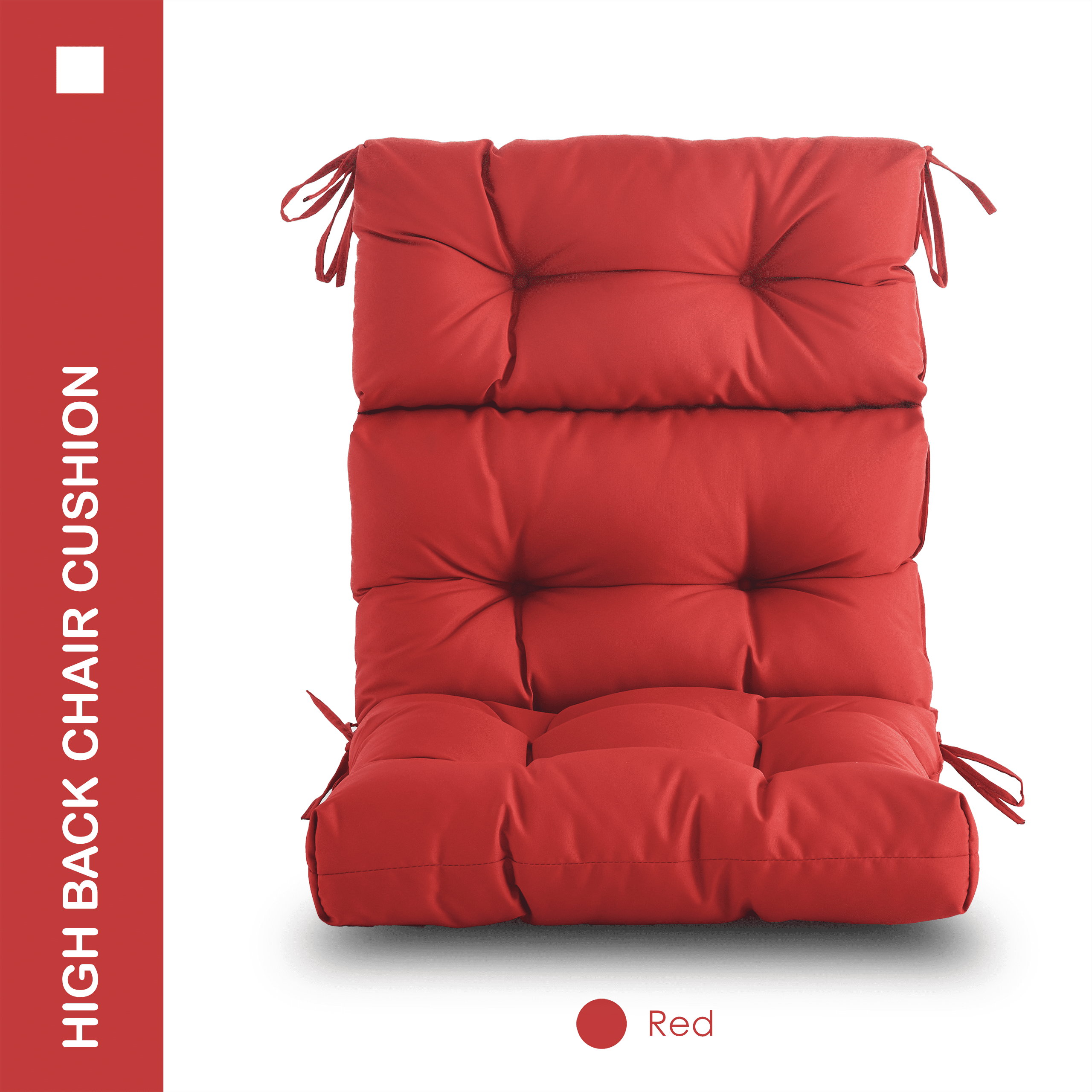 YOOZEKU Outdoor Indoor High Back Chair Cushions Set of 4,Waterproof All-Weather Patio Adirondack Rocking Seat Back Chair Cushions for Outdoor Furniture with Ties,45x22 Inch, Red