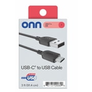 onn 3ft USB-C to USB-A Charging Cable, USB-IF Certified, Black, Compatible with iPhone 17/16/15 Series, Samsung Galaxy, Note, Pixel Devices, iPad Pro