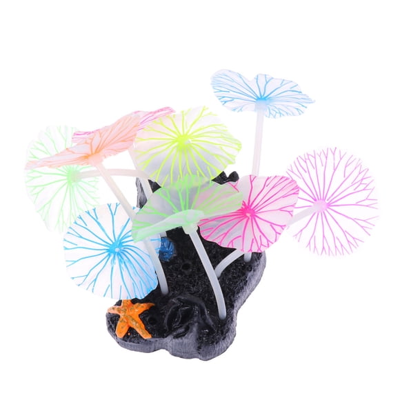 OUNONA Glow Plants for Aquariums Fish Tank Simulation Decoration Lotus Leaf Shape