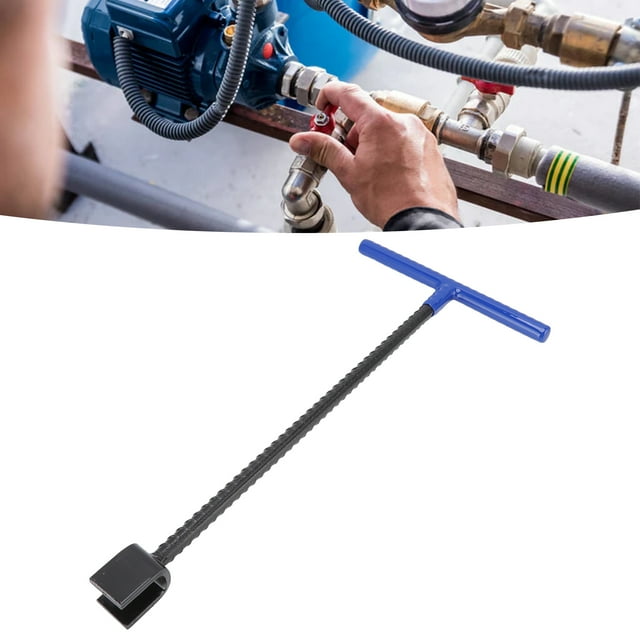 Water Meter Key 16 Inch Enforced Steel T Handle Main Shut Off Tool with 4 Way Utility Key, Water Meter Key Shut Off Tool for Valve Faucet Cabinet