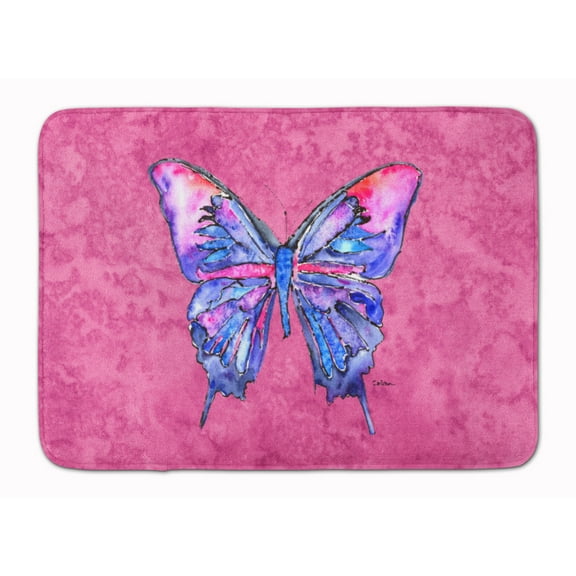 Carolines Treasures 8859RUG Butterfly on Pink Machine Washable Memory Foam Mat 19 X 27" multicolor