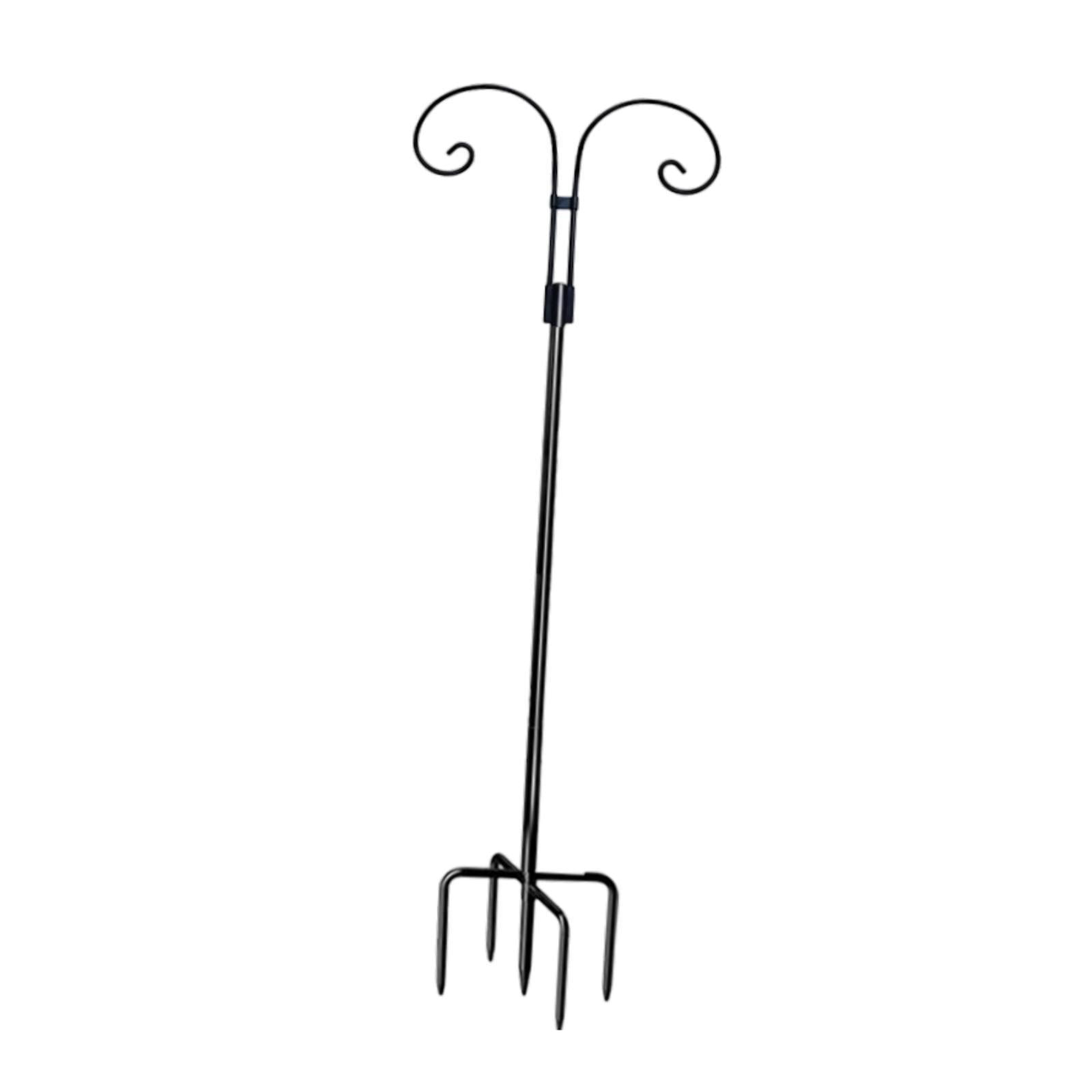 CarpNettore Double Shepherds Hook Bird Feeder Pole Outside Garden Hanging Holder Garden Hook Height 2.4M