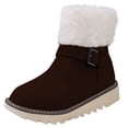 thumbnail image 2 of Viluyesy Snow Boots for Womens, Anti-Slip Thick Sole Mid Calf Warm Faux Fur Lined Winter Outdoor Fashion Suede Boots Coffee US7, 2 of 9