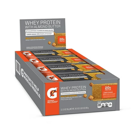Gatorade Whey Protein with Almond Butter Salted Caramel Bar, 2.04 Oz., 12