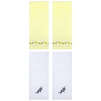 Unique Bargains 4 Pcs Floral Hand Towels for Bathroom 13" x 29" White/Light Yellow