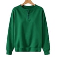 thumbnail image 5 of Women Sweatshirt Solid Color Leisure Sports Tops Autumn Winter Crewneck Tops With Button Long Sleeve Sweater Casual Shirts, 5 of 5