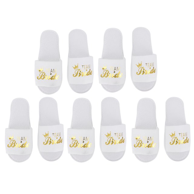 5 Pair Letters Print Disposable Slippers for Hotel Wedding Party Shooting PropsBride with Crown
