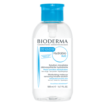 Bioderma Hydrabio H2O Hydrating Micellar Cleansing Water and Makeup Removing Solution for Dehydrated Sensitive Skin - Face and Eyes - Reversed Pump 16.7
