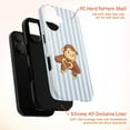 thumbnail image 4 of Heart Hands Curious Monkey Phone Case, Cute Cartoon with Love Gesture on Blue Striped Background, Wholesome Artistic iPhone Cover for iPhone 17 16 15 14 13 12 11 Plus Pro Max Mini, 4 of 6