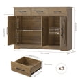 thumbnail image 2 of Homfa 42.5’’ Kitchen Buffet Sideboard Cabinet, 3 Drawers Farmhouse Storage Cabinet with Adjustable Shelf, Rustic Brown, 2 of 7