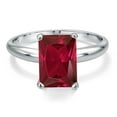 thumbnail image 3 of Gem Stone King PLAT-900 Platinum Red Created Ruby Engagement Ring for Women | 3.80 Cttw | Octagon 10X8MM | Gemstone July Birthstone | Size 8, 3 of 6