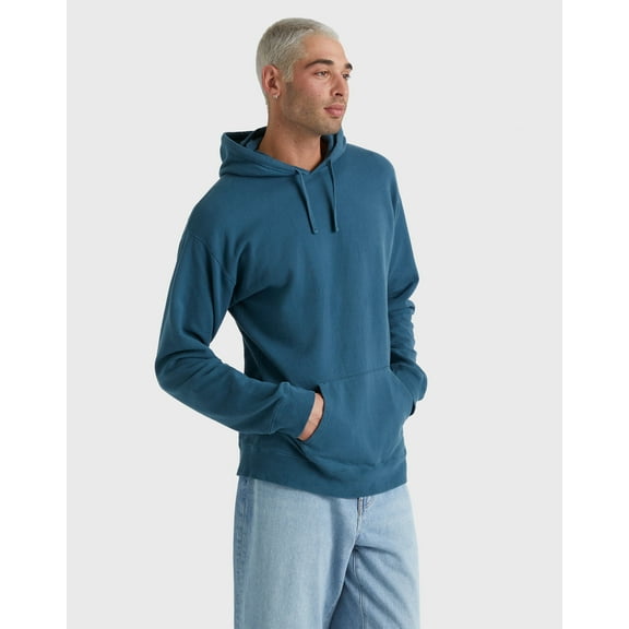 Hanes Men's Garment Dyed Fleece Hoodie Metallic Teal L