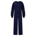 thumbnail image 3 of YUGYXL Women's 2 Piece Lounge Outfit Sweater Set Long Sleeve Crop Knit Top and Wide Leg Long Pants Sweatsuit Dark Blue XXXL, 3 of 7