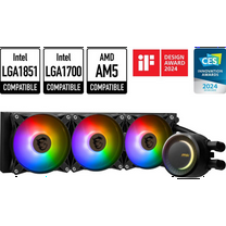 MSI MAG CoreLiquid E360 Black - AIO ARGB CPU Liquid Cooler - Rotating Cap Design - 360mm Radiator - Triple 120mm ARGB PWM Fans - LGA 1851,1700 Ready / AMD AM5 Compatible