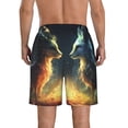 thumbnail image 3 of KLL Firefly Forest Fox Men's Casual Summer Beach Shorts Hawaiian Shorts with Pockets-Small, 3 of 5