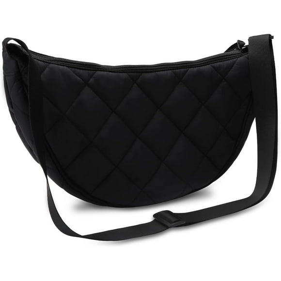 shiyou-Crescent Bags for Women Cross Body Bag Half Moon Bag Dumpling Bag Waterproof Nylon Crossbody Bags for Travel Sling Bag Hobo Shoulder Bag Large Quilted Crossbody Side Bag