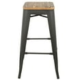 thumbnail image 3 of Oregon Industrial Stackable Barstool in Grey and Brown by LumiSource - Set of 2, 3 of 8
