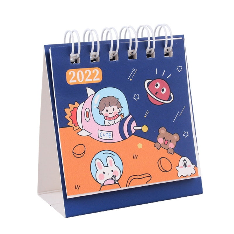 YEUHTLL Mini Cartoon Calendar Planner Decorative Flipping Calendar with Lunar Dates Ideal for Student Teacher School Home