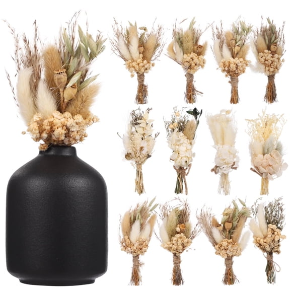 12 Pcs Mini Dried Flower Bouquets, Bohemian Home Decors, Rustic Floral Arrangements, Natural Dried Flowers for Crafts