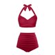 thumbnail image 3 of Trajes de Baño Mujer Conjunto de Bikini Push Up Sexy Para Mujer, Traje de Baño de Dos Piezas de Cintura Alta, Tankini Con Estampado Fruncido Retro, Para Playa, Piscina y Fiesta 1847, 3 of 5