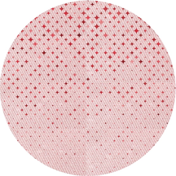 Ahgly Company Machine Washable Indoor Round Transitional Pastel Red Pink Area Rugs, 5' Round