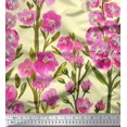 thumbnail image 3 of oneOone Polyester Lycra Fabric Leaves & Pink Floral Panel Printed Craft Fabric BTY 56 Inch Wide, 3 of 3