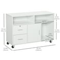 thumbnail image 3 of HOMCOM Printer Stand Office Mobile Cabinet Organizer w/ Castor Drawer White, 3 of 10